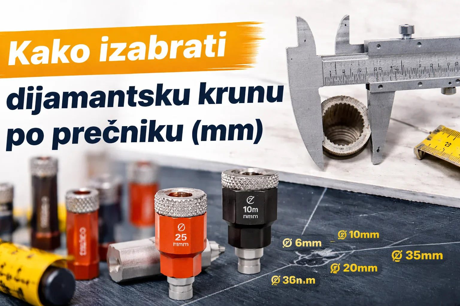 Kako izabrati dijamantsku krunu po prečniku (mm) – vodič za keramiku i kamen (Alatnik)