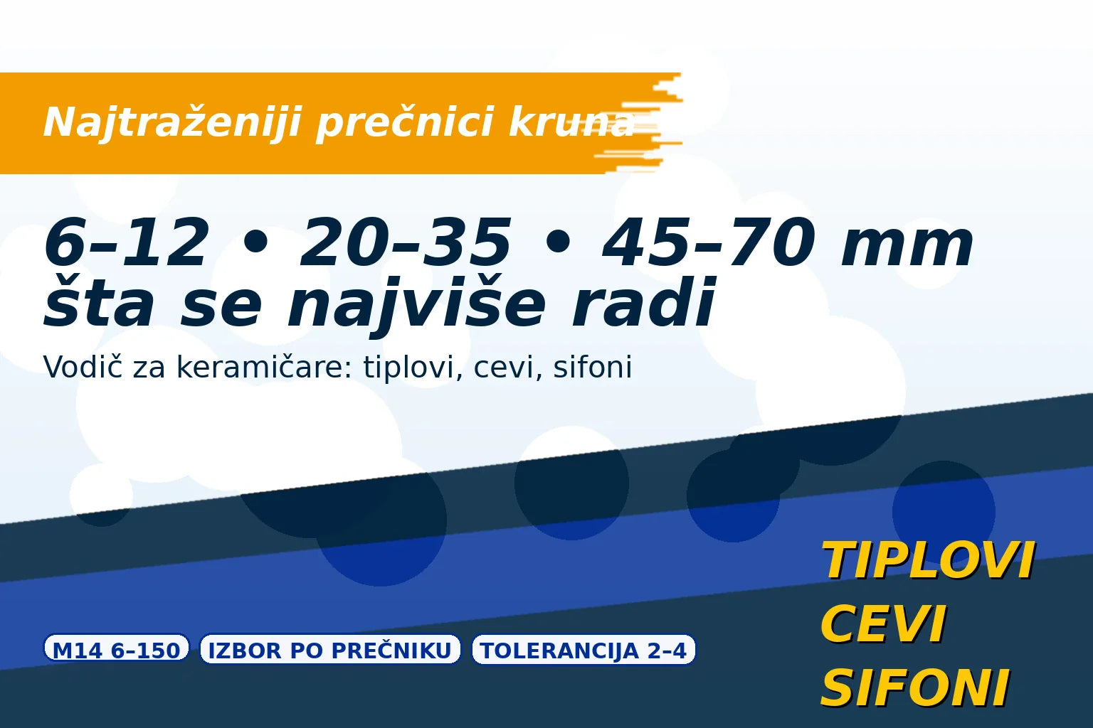Najtraženiji prečnici dijamantskih kruna 6–12, 20–35 i 45–70 mm za keramičare | Alatnik