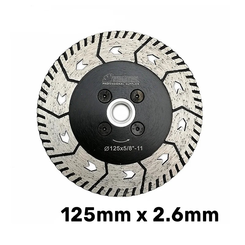 Frontalni prikaz 2u1 dijamantske ploče 125mm x 2,6mm M14 A37205M14 za sečenje i brušenje kamena