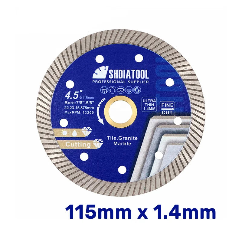 Dijamantska turbo rezna ploča 115mm x 1.4mm za keramičke pločice, granit i mermer – prednja strana diska A030451022