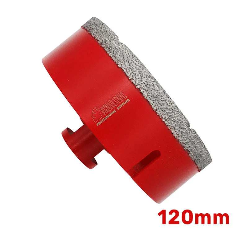 Dijamantska kruna 120 mm M14 za pločice, granit i mermer – SHDIATOOL, bočni prikaz sa natpisom 120mm