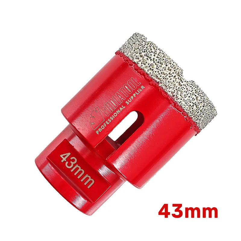 Dijamantska kruna 43 mm M14 – SHDIATOOL A8534310, prikaz alata pod uglom sa natpisom 43mm