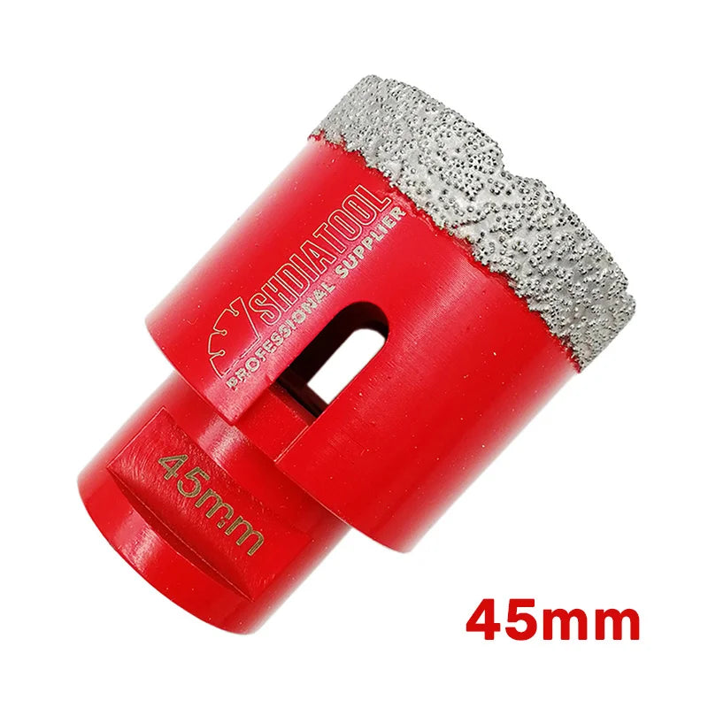 Dijamantska kruna 45 mm M14 A8534510 za porcelanske i keramičke pločice, granit i mermer, SHDIATOOL – kosa perspektiva sa oznakom prečnika