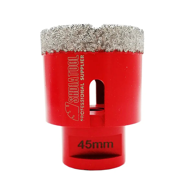 Dijamantska kruna 45 mm sa M14 navojem za ugaonu brusilicu, frontalni prikaz alata sa oznakom 45mm