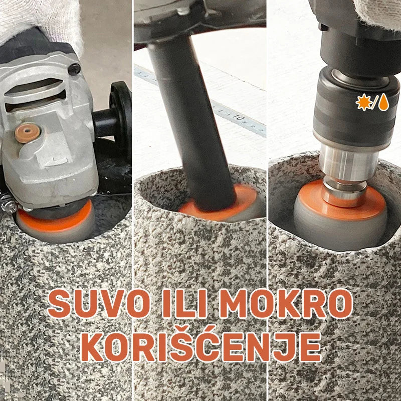 Dijamantska kugla 30mm u radu na granitu – prikaz suvog i mokrog korišćenja za brušenje i oblikovanje kamena