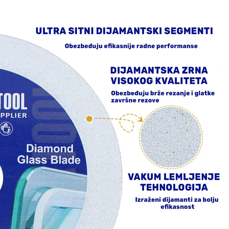 Vakum lemljena dijamantska rezna ploča 125mm sa ultra sitnim dijamantskim segmentima granulacije #100/120 za glatko sečenje