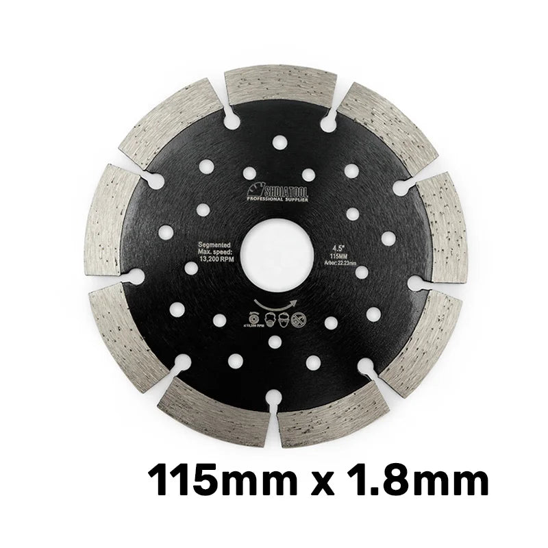 Dijamantska segmentna turbo ploča 115mm x 1,8mm A014451022 sa više otvora u telu diska