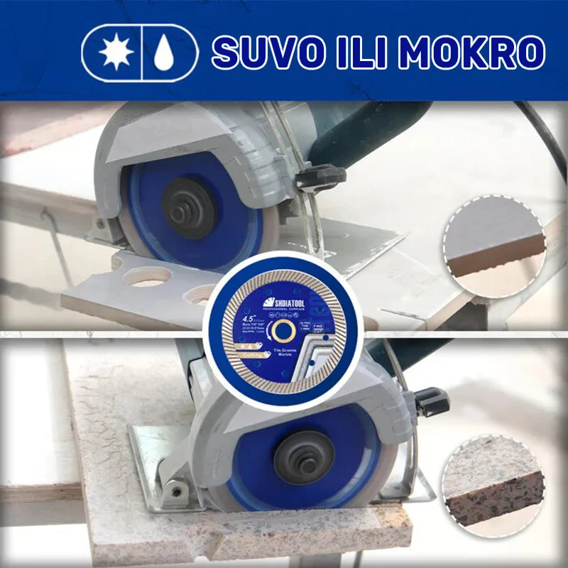 Upotreba dijamantske turbo rezne ploče 125mm A030051022 za suvo i mokro sečenje keramičkih pločica i kamena