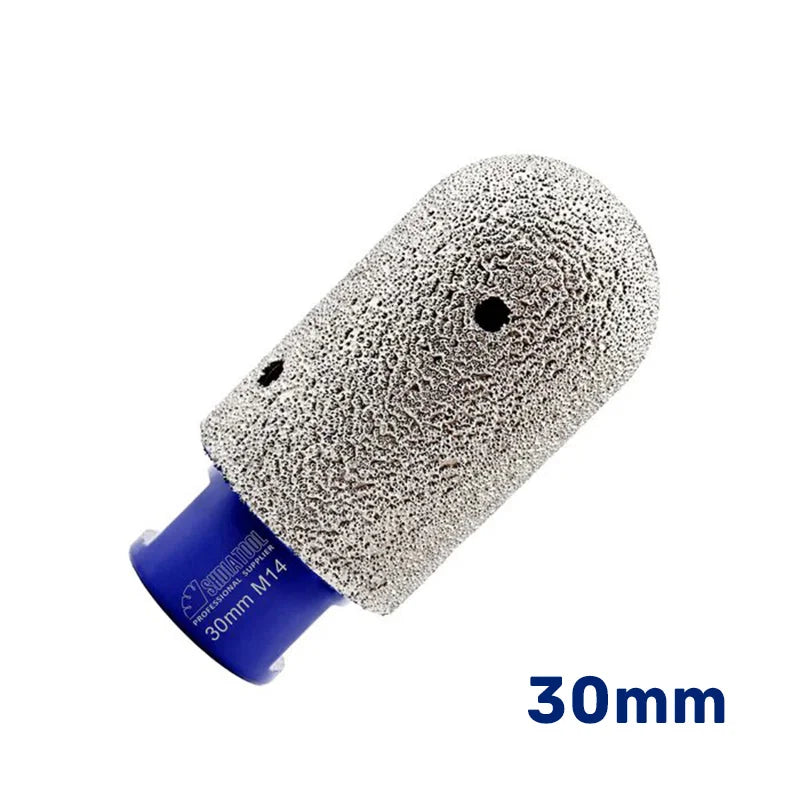 Dijamantska valjkasta kruna 30mm M14 za graviranje, brušenje i proširivanje otvora u kamenu, keramici, porcelanu, mermeru i granitu – A867730M14.