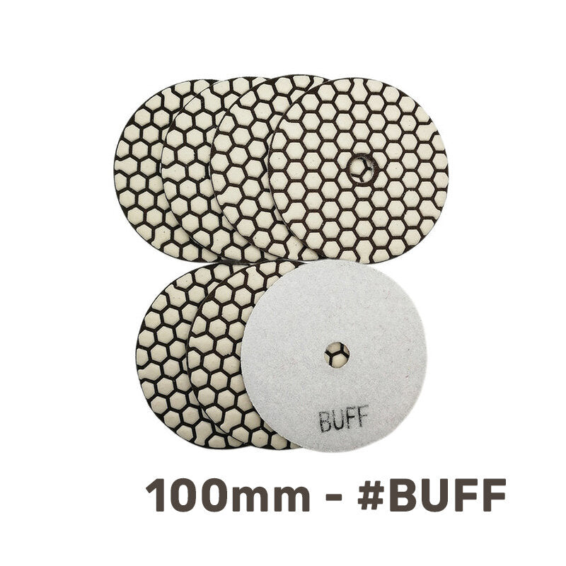 Dijamantski suvi polirni pad 100mm BUFF set jastučića za završni sjaj granita i mermera