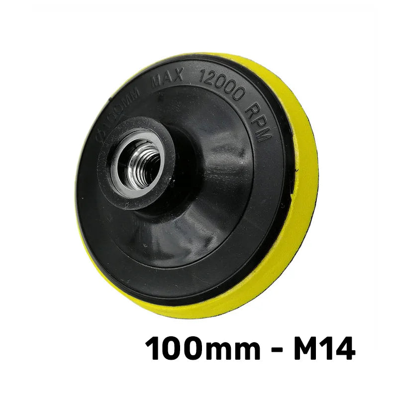 Plastični nosač za dijamantske polirne padove 100mm M14 A6420104M14 sa žutim rubom i čičak prihvatom