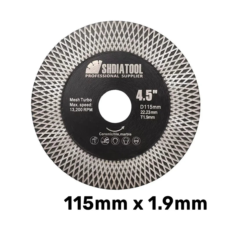 X Mesh Turbo dvostrana dijamantska ploča Ø115 mm 1,9 mm sa otvorom 22,23 mm za sečenje i obradu keramike i kamena