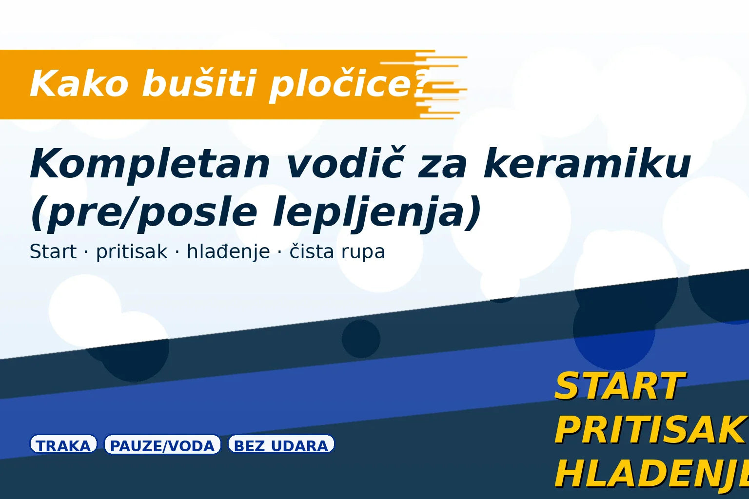 Kako bušiti keramičke pločice – kompletan vodič (pre/posle lepljenja, start, pritisak, hlađenje) | Alatnik