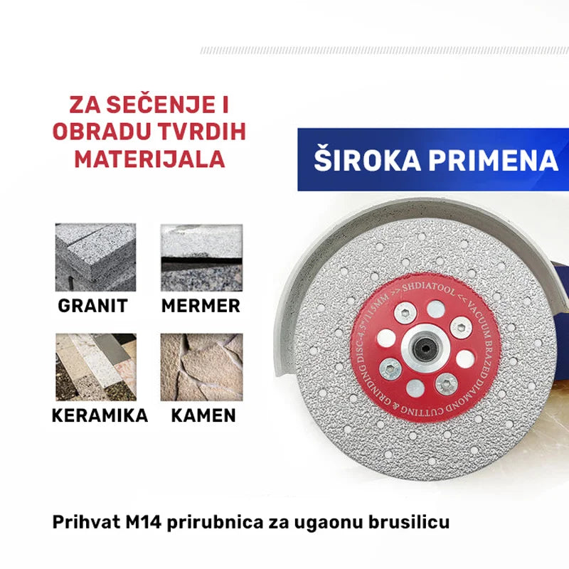 Primena 2u1 vakuum-brazirane dijamantske ploče 115mm A8500145M14 na granitu, mermeru, keramici i kamenu