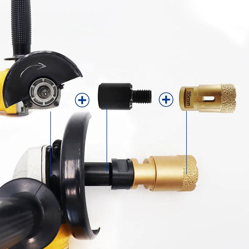 Primena adaptera M14 na M10 na ugaonoj brusilici za montažu dijamantske krune sa M10 navojem