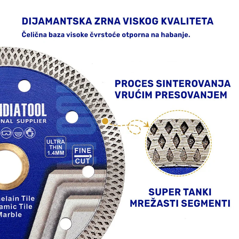Detalj mrežastog dijamantskog segmenta ploče 125mm sa sinterovanjem vrućim presovanjem