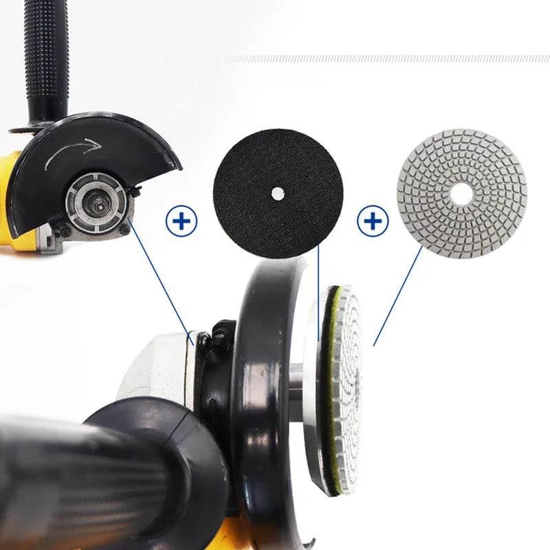 Detalj čičak Hook and Loop površine aluminijumskog nosača za polirne padove 100mm M14 A64004M14