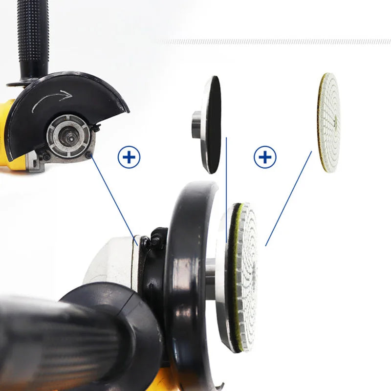 Montaža aluminijumskog nosača 100mm M14 A64004M14 i dijamantskog polirnog pada na ugaonu brusilicu