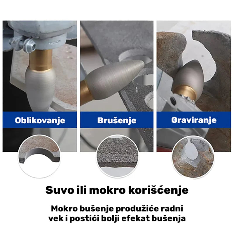 Konusna dijamantska kruna 30mm za oblikovanje, brušenje i graviranje ivica i otvora u kamenu
