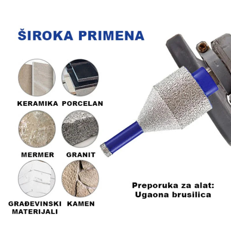 Široka primena dijamantske krune 10–35mm M14 na keramici, porcelanu, mermeru, granitu i građevinskim materijalima