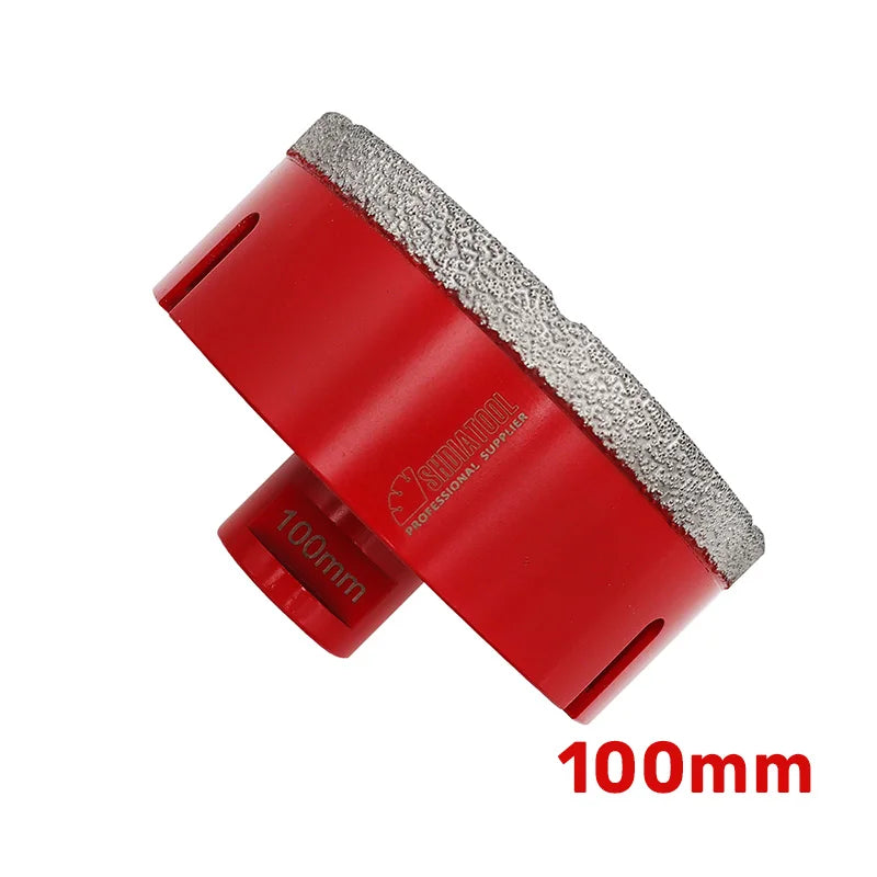 Dijamantska kruna 100 mm M14 za pločice, granit i mermer – SHDIATOOL, bočni prikaz sa natpisom 100mm