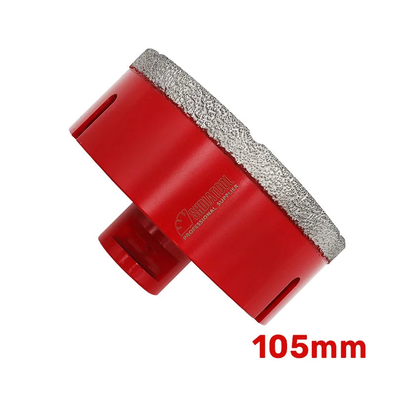 Dijamantska kruna 105 mm M14 za pločice, granit i mermer – SHDIATOOL, bočni prikaz sa natpisom 105mm