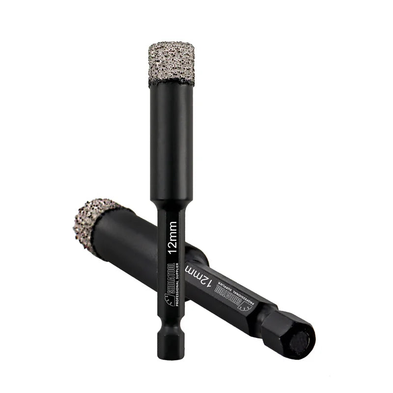 Dijamantske krune 12 mm HEX ukrštene – prikaz dijamantske obloge za bušenje pločica, granita i mermera