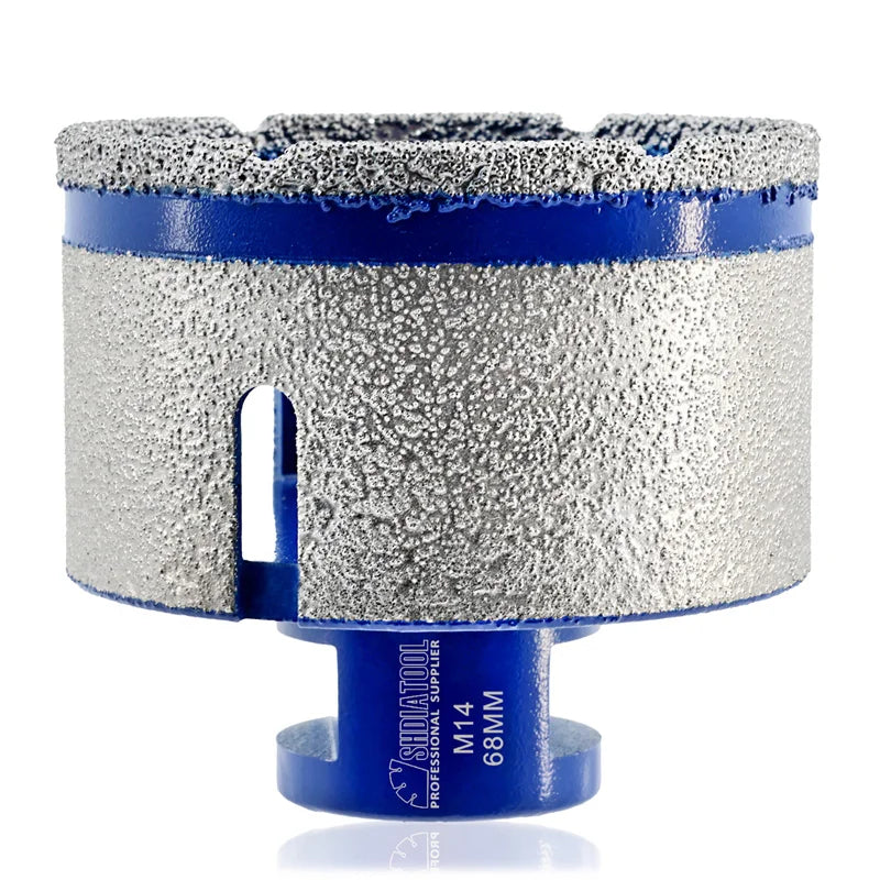 Dijamantska kruna 68mm M14 – frontalni prikaz sa dijamantskom oblogom za pločice, mermer i granit