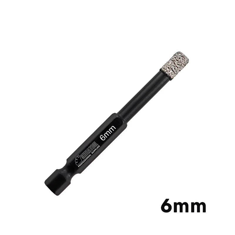 Dijamantska kruna 6 mm sa heksagon prihvatom za suvo bušenje pločica, granita i mermera – dijamantski vrh i oznaka 6mm
