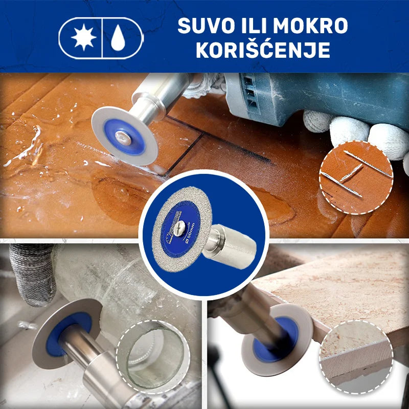 Primena dijamantske mini ploče Ø50mm x 1mm M14 pri suvom i mokrom sečenju keramike, stakla i drugih tvrdih materijala