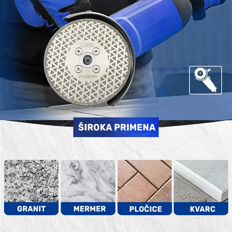 Elektroplatirana dijamantska ploča 115mm A91145M14 u radu na granitu, mermeru, pločicama i kvarcu