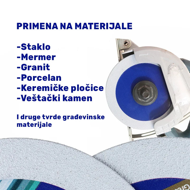 Dijamantska rezna ploča 125mm za staklo, mermer, granit, porcelan, keramičke pločice i veštački kamen – široka primena