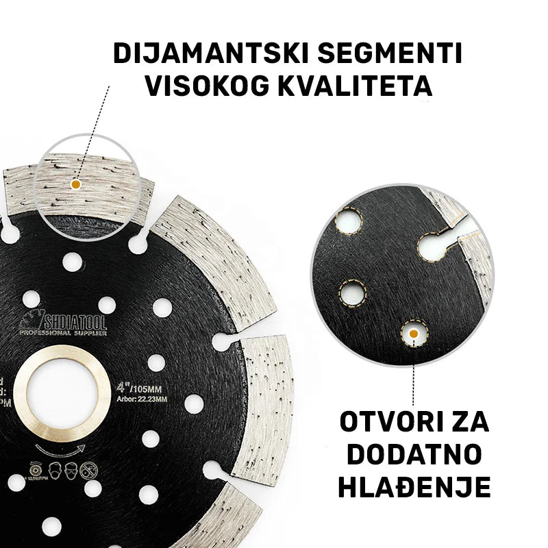 Dijamantska segmentna turbo ploča 115mm A014451022 sa visokokvalitetnim segmentima i otvorima za dodatno hlađenje jezgra