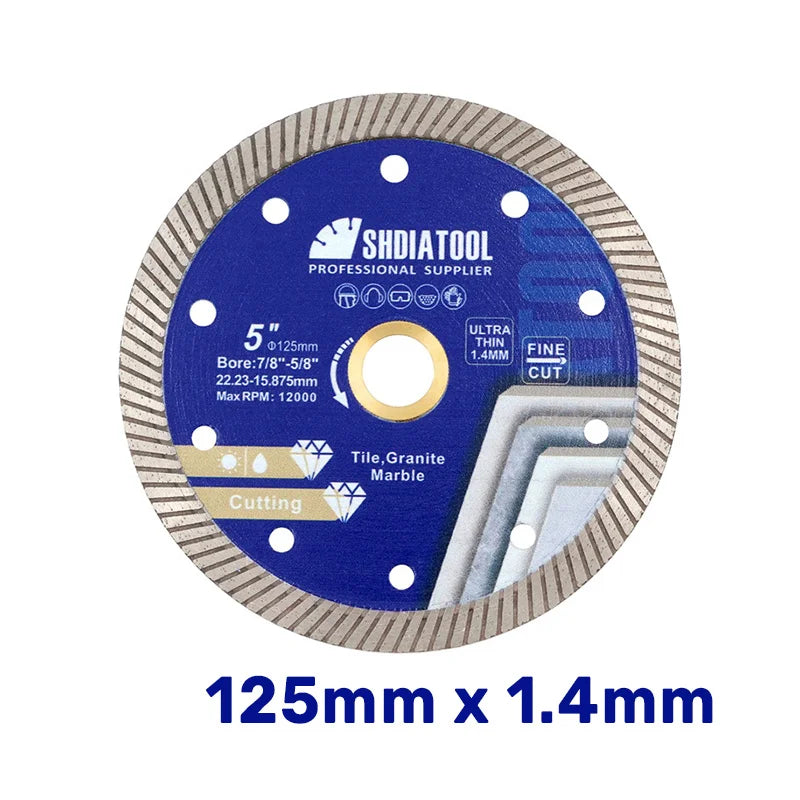 Dijamantska turbo rezna ploča 125mm x 1.4mm A030051022 za sečenje keramike, mermera, granita i kamena