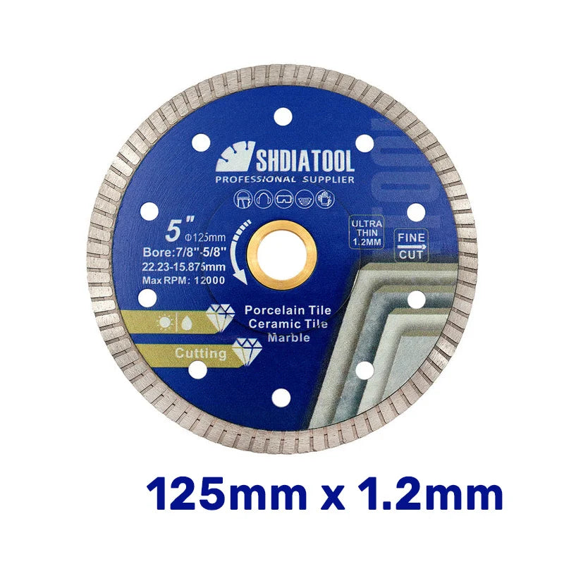 Dijamantska ultra tanka turbo ploča 125mm x 1.2mm za keramiku, porcelan i mermer – SHDIATOOL