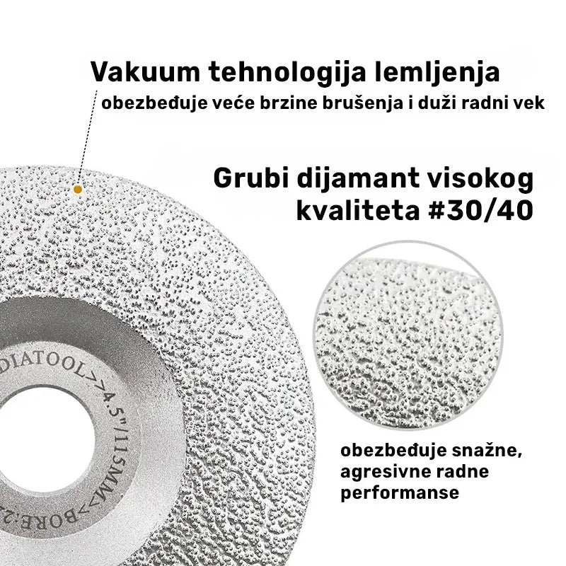 Vakum lemljena tehnologija i gruba dijamantska zrna #30/40 na brusnom disku 125mm A8730522 za agresivno skidanje materijala