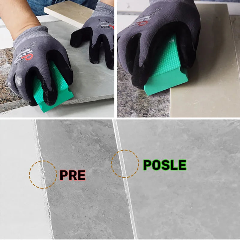 Razlika pre i posle ručnog poliranja ivica pločica dijamantskim jastučićem granulacija 100