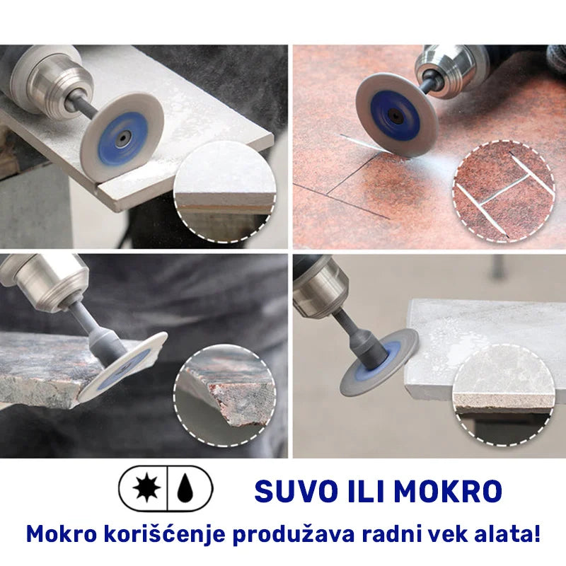 Primena mini dijamantske ploče 40mm pri suvom i mokrom graviranju keramike i kamena