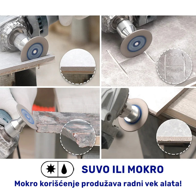 Primena mini dijamantske ploče M14 Ø40 mm pri suvom i mokrom brušenju ivica keramike i porcelana – primeri obrade u praksi