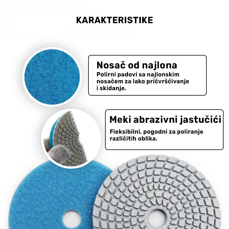 Nosač od najlona i meki abrazivni jastučići mokrog dijamantskog polirnog pada 100mm #50