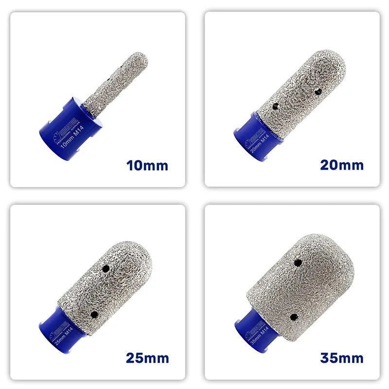 Set dijamantskih valjkastih kruna 10 20 25 35 mm M14 za graviranje brušenje i proširivanje postojećih otvora u porcelanu keramici mermeru i granitu