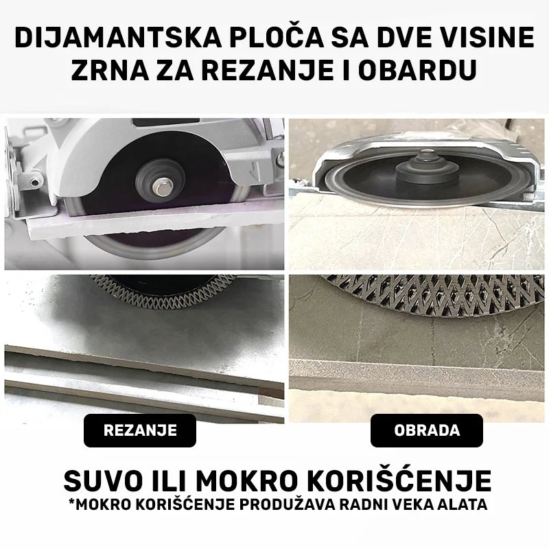 Primena X Mesh Turbo dvostrane dijamantske ploče Ø115 mm pri sečenju i obradi ivica keramičkih pločica