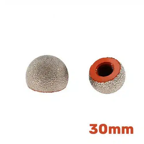 Dijamantska kugla prečnika 30mm sa M14 navojem, dizajnirana za precizno brušenje i oblikovanje tvrdih materijala poput mermera, granita i keramike.