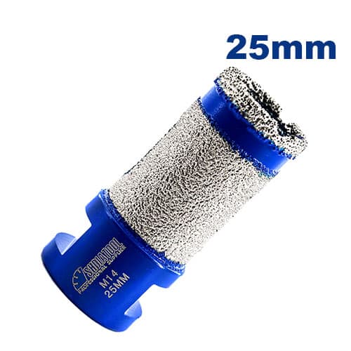Dijamantska kruna 25mm sa M14 navojem, idealna za precizno bušenje i obradu keramičkih pločica, mermera, granita i porcelana.
