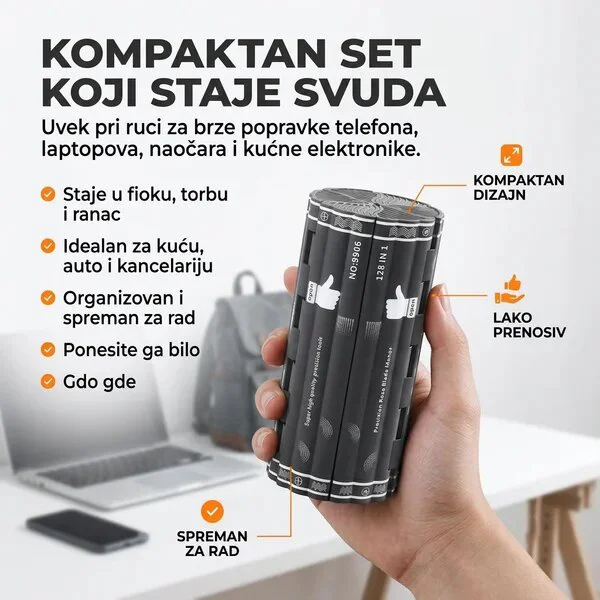 Kompaktni set preciznih odvijača 128 u 1 sa prenosivom kutijom za telefone, laptope i elektroniku