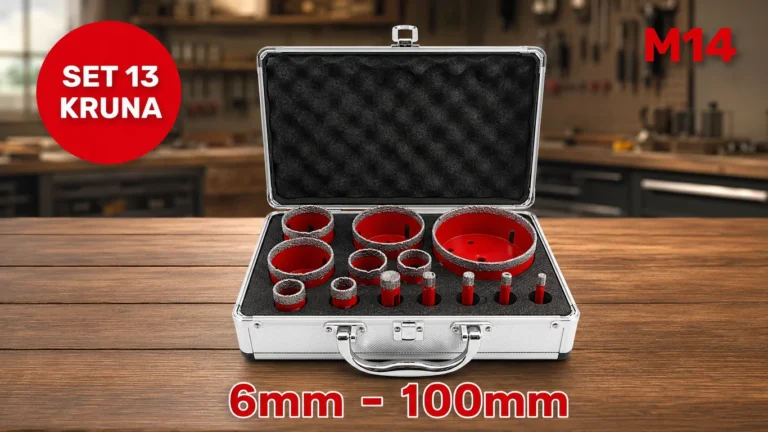 Set dijamantskih kruna 6–100 mm M14 za bušenje pločica, granita i mermera