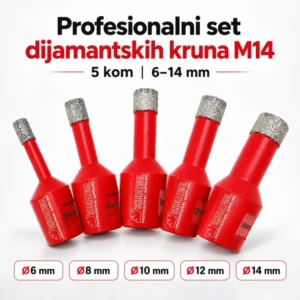 Profesionalni set dijamantskih kruna M14 6–14 mm | 5 kom
